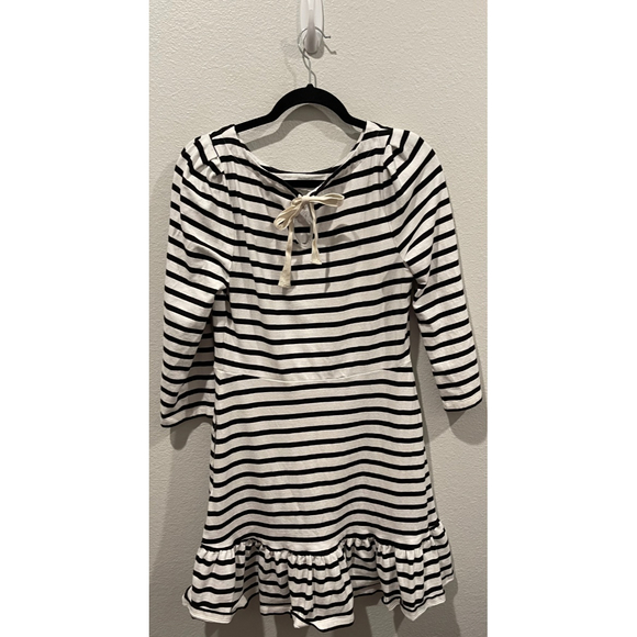 KATE SPADE Floral White Black Striped Fit And Flare Mini Dress - Picture 7 of 8